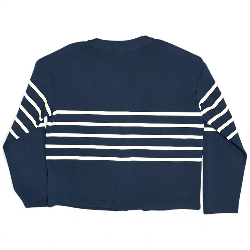 NEW SPANX AirEssentials Navy Blue White Striped Cardigan Athleisure Holiday Gift - Picture 5 of 9